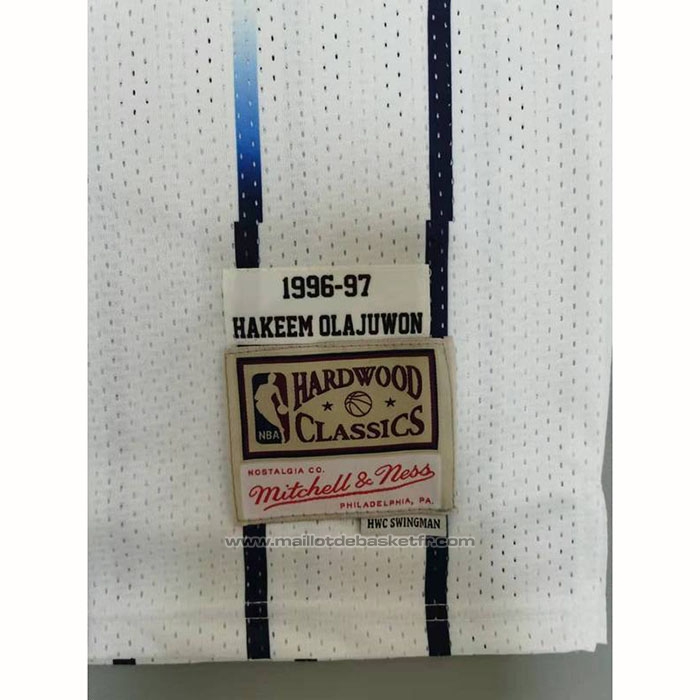 Maillot Houston Rockets Hakeem Olajuwon #34 Mitchell & Ness 1996-97 Blanc